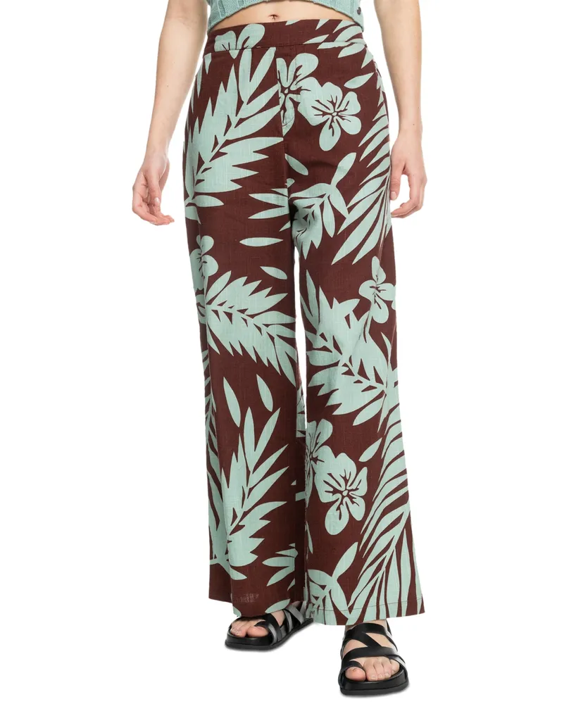 Buy Jealous Tomato Women's Juniors Wide Leg Chiffon Floral Pants (M, Off  White) at Amazon.in