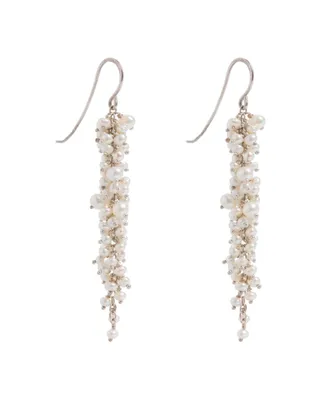 Delicate Silver Pearl Drops Earrings