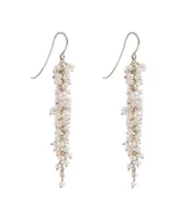 Delicate Silver Pearl Drops Earrings