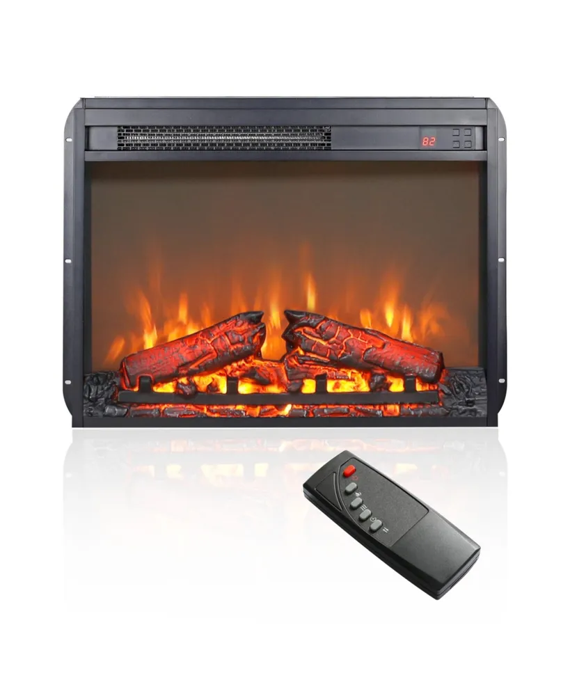 Simplie Fun Inch Electric Fireplace Insert, Ultra Thin Heater With Log Set & Realistic Flame