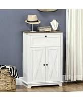 Homcom Farmhouse Storage Cabinet, Sideboard with Drawer and Doors, White