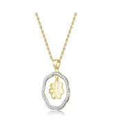 Genevive Sterling Silver 14K Gold Plated Two Tone Outlined Flower Pendant