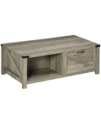 Homcom Farmhouse Coffee Table with Storage and Drawer