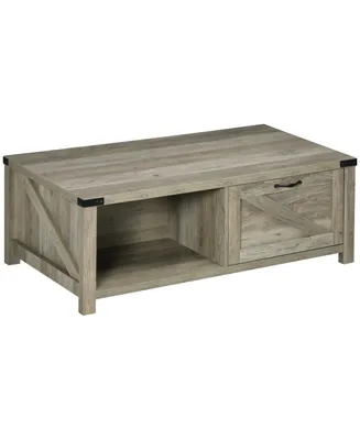 Homcom Farmhouse Table with Storage and Drawer,