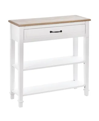 Homcom Modern Style Sofa Console Entry Hallway Table with Drawer and Shelves, Sturdy Build, and Large Storage