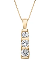 Diamond Graduated Three-Stone Pendant Necklace (1 ct. t.w.) in 14k White Gold or 14k Yellow Gold, 18" + 2" extender