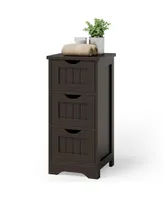 Bathroom Floor Cabinet Freestanding Storage Organizer w/ 3 Drawers