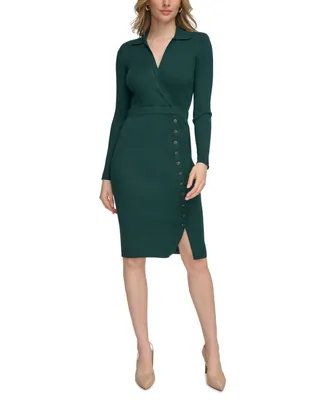 Calvin Klein Women's Button-Trim Sweater Dress
