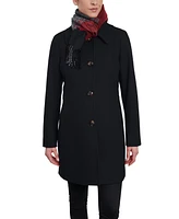 London Fog Women's Single-Breasted Peacoat & Scarf