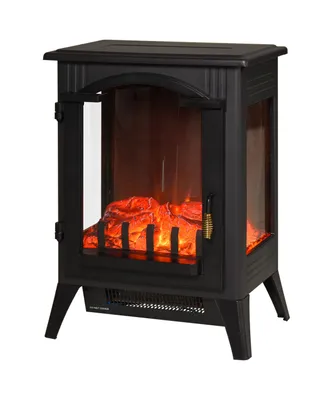 Homcom 750W/1500W Electric Fireplace Heater Led Light Faux Flame Metal