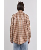 Grey Lab Women's Plaid Sequin Shirts