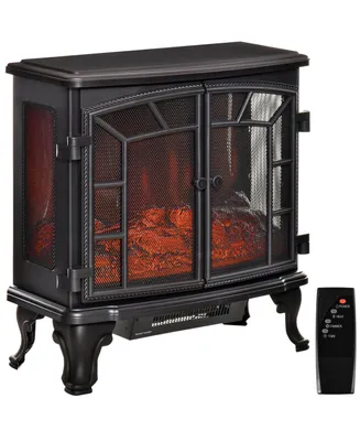 Homcom 25" Electric Fireplace Portable Space Heater w/ Led Log Flame Effects