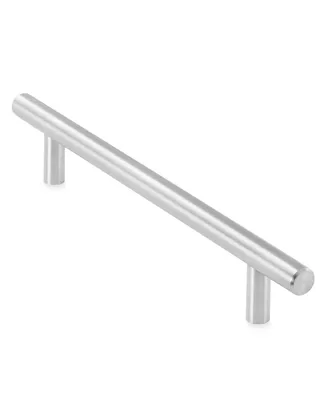 Cauldham Solid Stainless Steel Euro Style Cabinet Pull Handle Brushed Nickel Design 6-1/4" (160mm) Hole Centers - Pack of 10