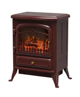 Homcom Freestanding Electric Fireplace Heater with Realistic Led Log Flames