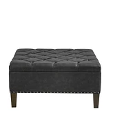 Madison Park Lindsey 36" Tufted Square Wood Frame Cocktail Ottoman