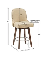 Madison Park Kobe 25.5" Upholstered Counter Stool with Swivel Seat