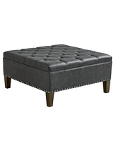 Madison Park Lindsey 36" Tufted Square Wood Frame Cocktail Ottoman