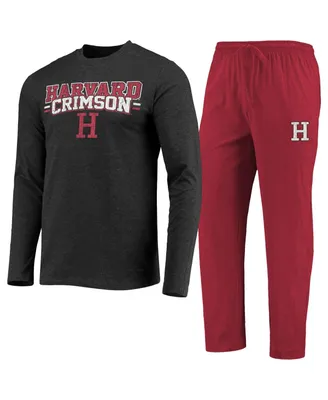 Men's Concepts Sport Crimson, Heathered Charcoal Harvard Crimson Meter Long Sleeve T-shirt and Pants Sleep Set