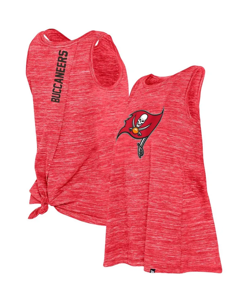 Women's New Era Tampa Bay Buccaneers Red Reverse Space-Dye Back-Knot Tank Top