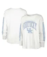 Women's '47 Brand White Kentucky Wildcats Statement Soa 3-Hit Long Sleeve T-shirt