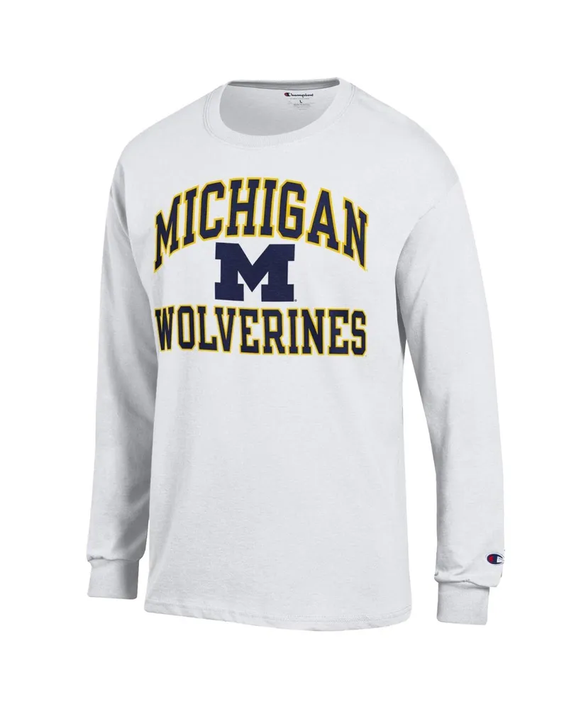 Men's Champion White Michigan Wolverines High Motor Long Sleeve T-shirt