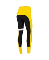 Women's Kiya Tomlin Black, Gold Pittsburgh Steelers Colorblock Tri-Blend Leggings