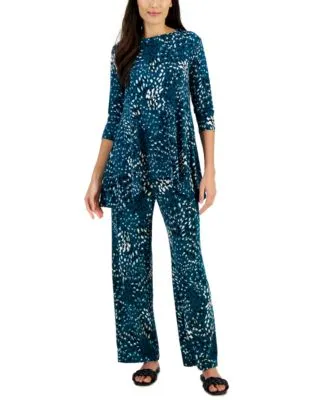 Jm Collection Women's Sequin-Trim 3/4-Sleeve Tunic, Created for