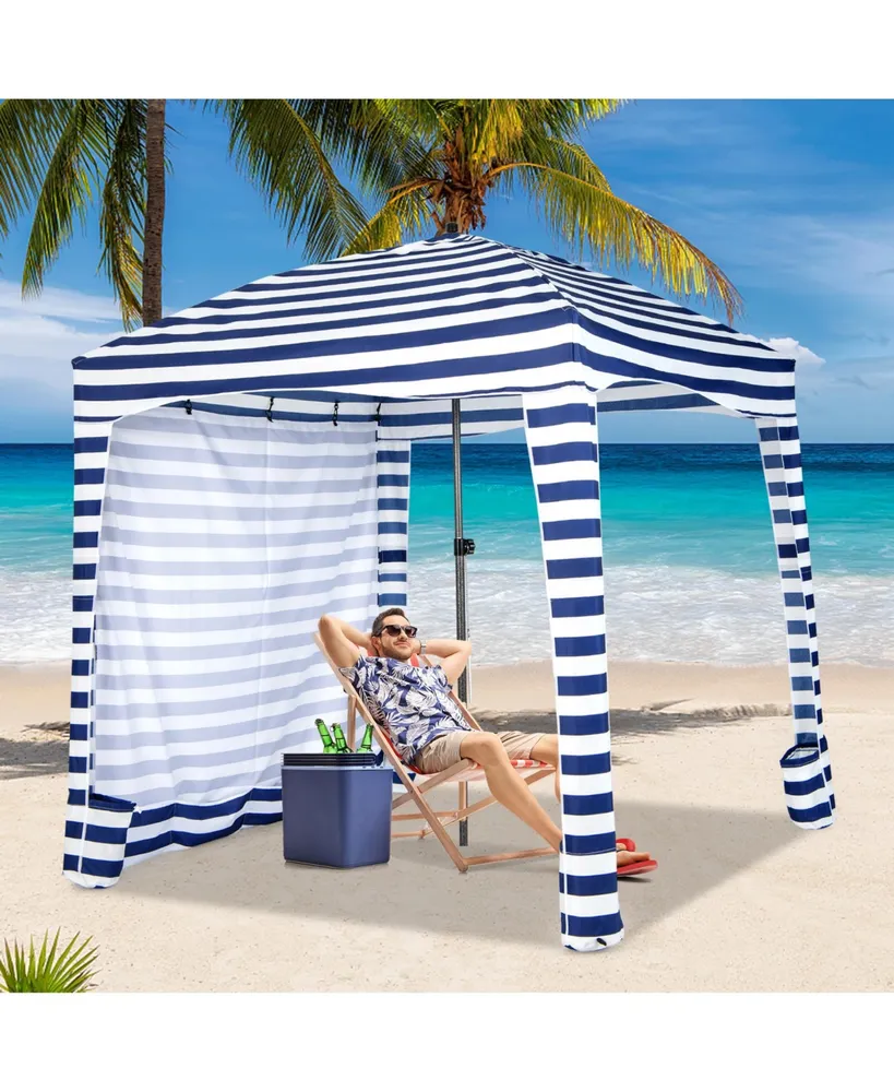 Costway 6 x 6FT Foldable Beach Cabana Tent with Carrying Bag Detachable Sidewall