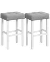 Costway Set of 2 Bar Stools Tufted Upholstered