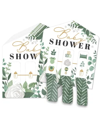 Boho Botanical Baby Greenery Baby Shower Game Cards Pull Tabs 3-in-a-Row 12 Ct