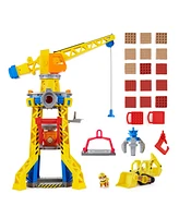 Rubble & Crew, Bark Yard Crane Tower Playset with Rubble Action Figure, Toy Bulldozer Kinetic Build-It Play Sand, Kids Toys for Boys Girls 3 Plus