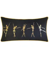 Edie@Home Velvet Dancing Skeletons Decorative Throw Pillow, 14" x 26"