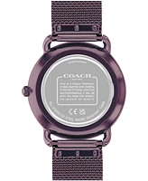 Coach Women's Elliot Purple Stainless Steel Mesh Bracelet Watch 36mm