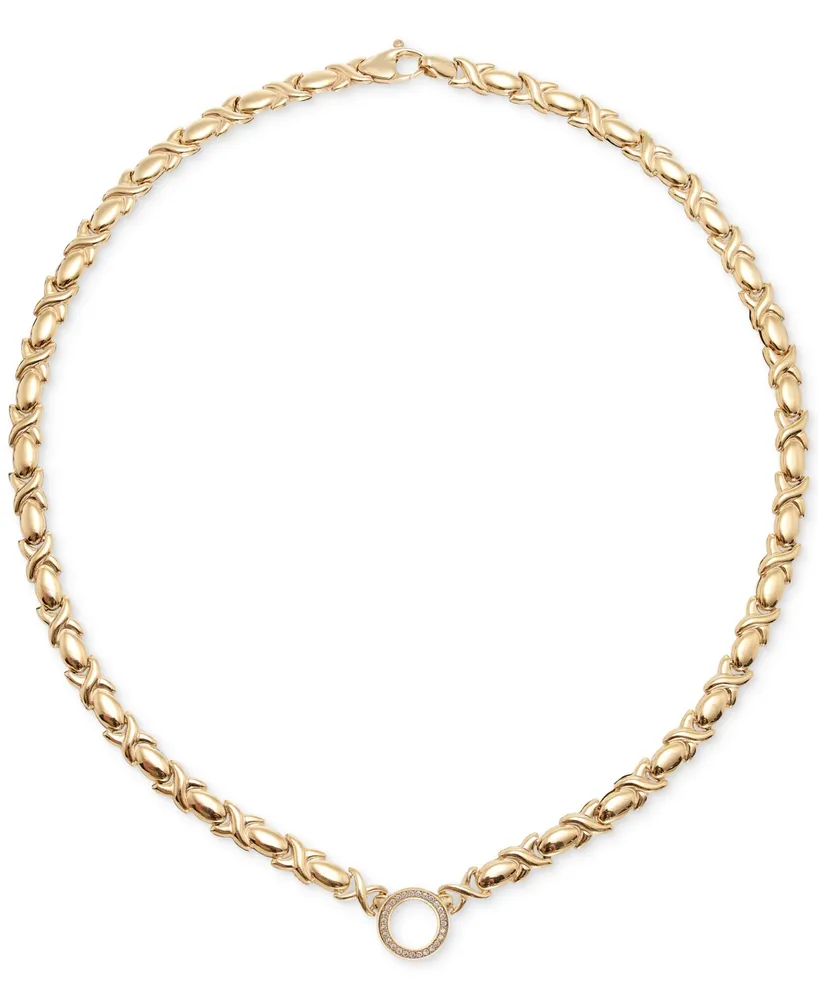 Diamond Circle Stampato 18" Collar Necklace (1/6 ct. t.w.) in 14k Gold-Plated Sterling Silver - Gold