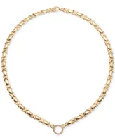 Diamond Circle Stampato 18" Collar Necklace (1/6 ct. t.w.) in 14k Gold-Plated Sterling Silver - Gold