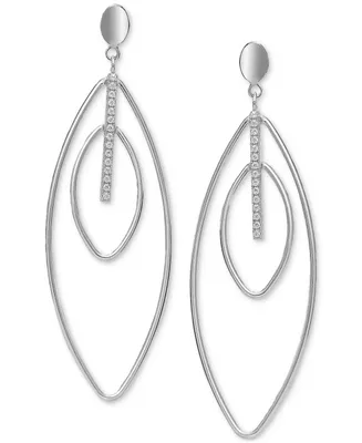 Diamond Navette Open Drop Earrings (1/4 ct. t.w.) in Sterling Silver