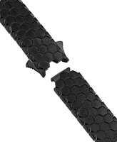 Blackjack Men's Hexagon Honeycomb Textured Link Bracelet Black-Ion Plated Stainless Steel