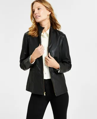 Cole Haan Womens Leather Coat