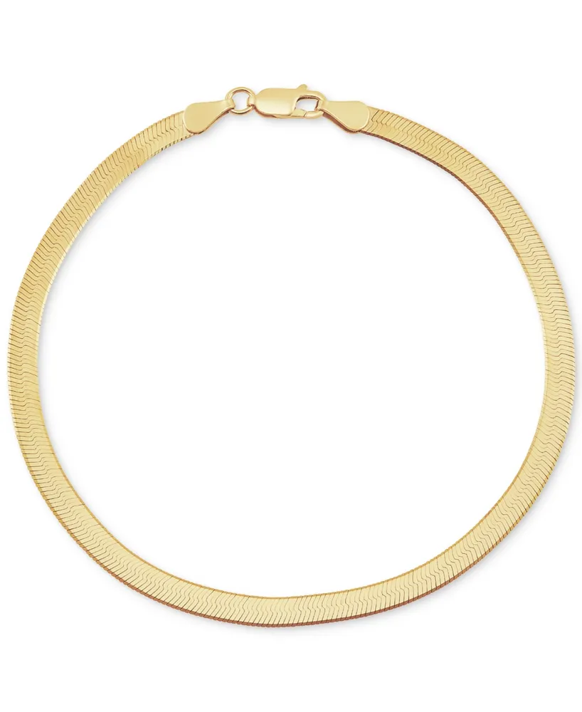 Men's Polished & Beveled Herringbone Link Chain Bracelet in 18k Gold-Plated Sterling Silver & Sterling Silver