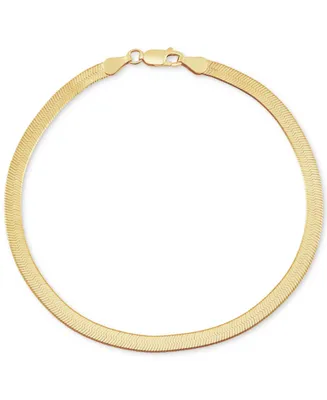 Men's Polished & Beveled Herringbone Link Chain Bracelet 18k Gold-Plated Sterling Silver & Sterling