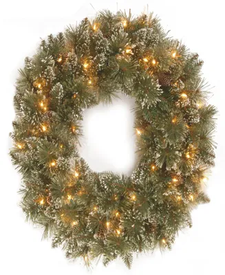 National Tree Company 30" Glittery Bristle Pine Wreath with Twinkly Led Lights