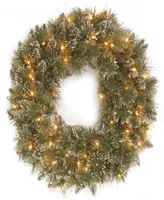 National Tree Company 30" Glittery Bristle Pine Wreath with Twinkly Led Lights