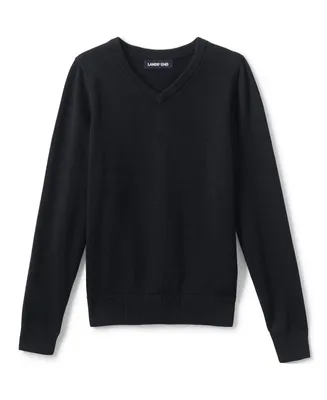 Lands' End Boys School Uniform Cotton Modal Fine Gauge V-neck Sweater
