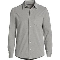 Lands' End Men's Long Sleeve Texture Knit Button Up Shirt