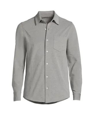 Lands' End Men's Long Sleeve Texture Knit Button Up Shirt