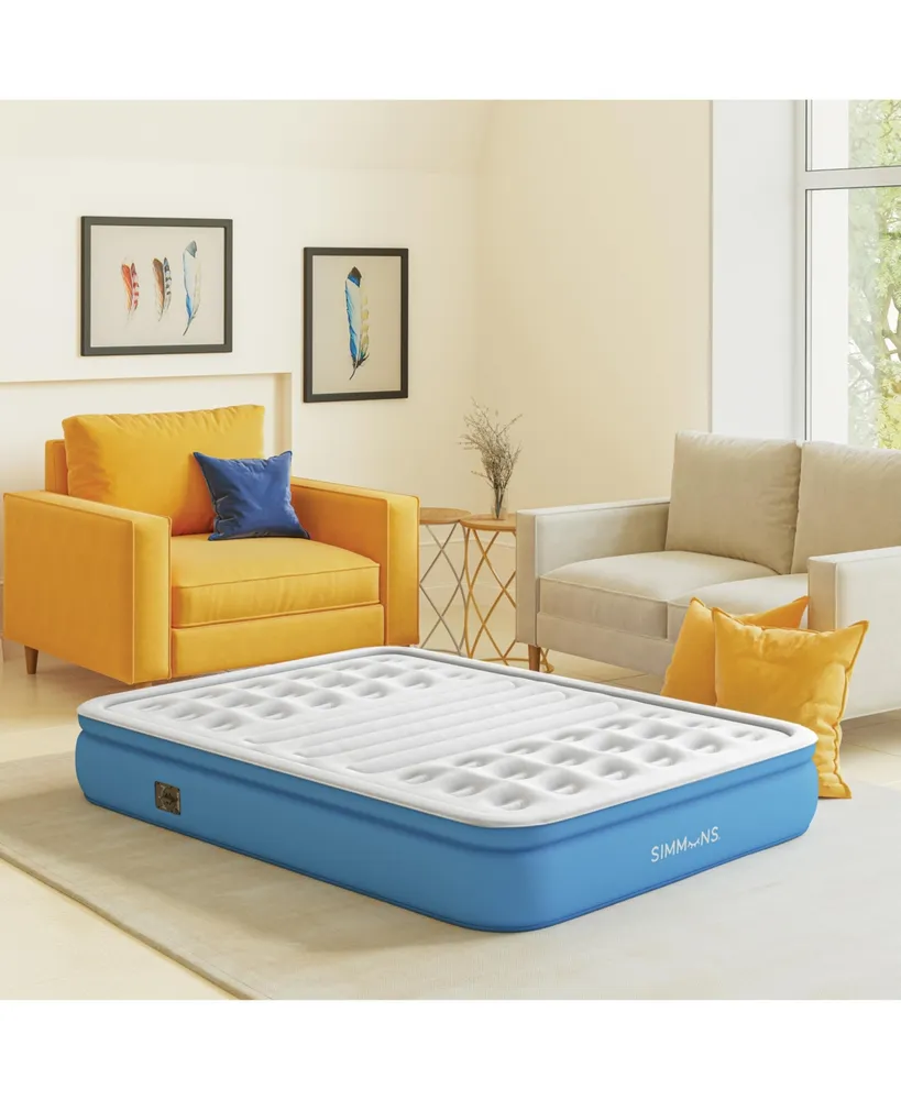 Simmons 12" Lumbar Firm Tri-Zone Air Mattress with Built-In Pump and Lumbar Support, Full