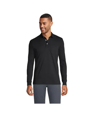 Lands' End Men's Tall Long Sleeve Super Soft Supima Polo Shirt with Pocket