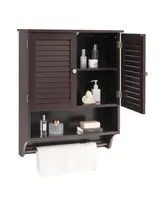 Costway Bathroom Wall Mounted Medicine Cabinet with Louvered Doors & Towel Bar