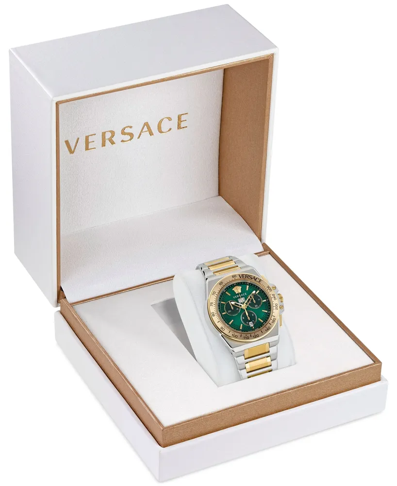 Versace Men's Swiss Chronograph Greca Extreme Two-Tone Stainless Steel Bracelet Watch 45mm