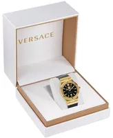 Versace Women's Swiss Greca Logo Black Leather Strap Watch 38mm